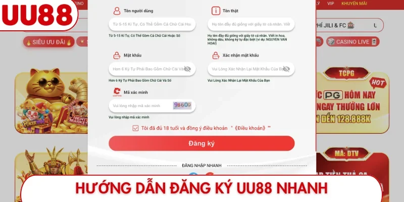 Hướng dẫn đăng ký UU88 nhanh
