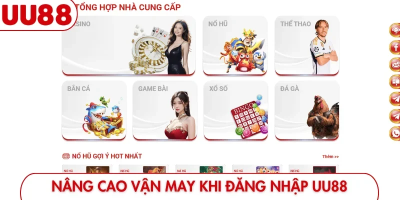 Nâng cao vận may khi tiến hành đăng nhập UU88